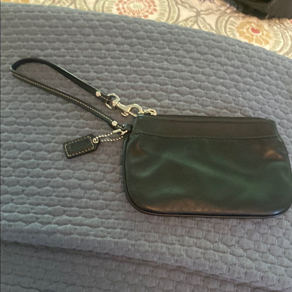 Coach Black Leather Wristlet Clutch